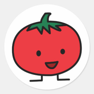Sticker Rond Joyeux Fruit de tomate de légumes rouges