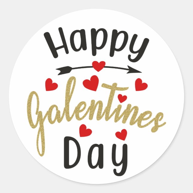 Sticker Rond Joyeux Galentines Jour Valentines Aimer Amitiés (Devant)