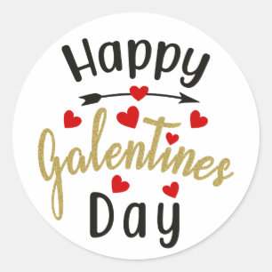Sticker Rond Joyeux Galentines Jour Valentines Aimer Amitiés