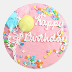 Sticker Rond Joyeux gâteau d'anniversaire