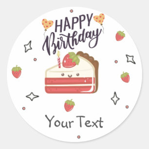 Sticker Rond Joyeux gâteau de fête colorée d'anniversaire