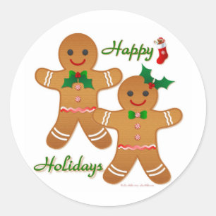 Sticker Rond Joyeux Gingerbread Homme Garçon Girl