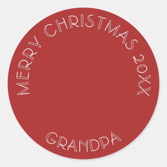 Sticker Rond Joyeux grand-père de Noël | Père Noël Red Photo (Devant)