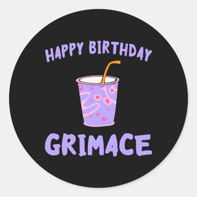 Sticker Rond Joyeux Grimace violet Milkshake Hbd (Devant)