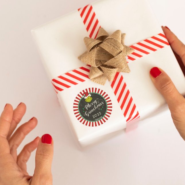 Sticker Rond Joyeux Grinchmas | Grinch Holiday Party (Sticker on gift)