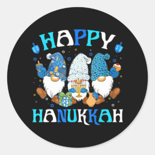 Sticker Rond Joyeux groupe de famille juive Hanoukka Gnomes