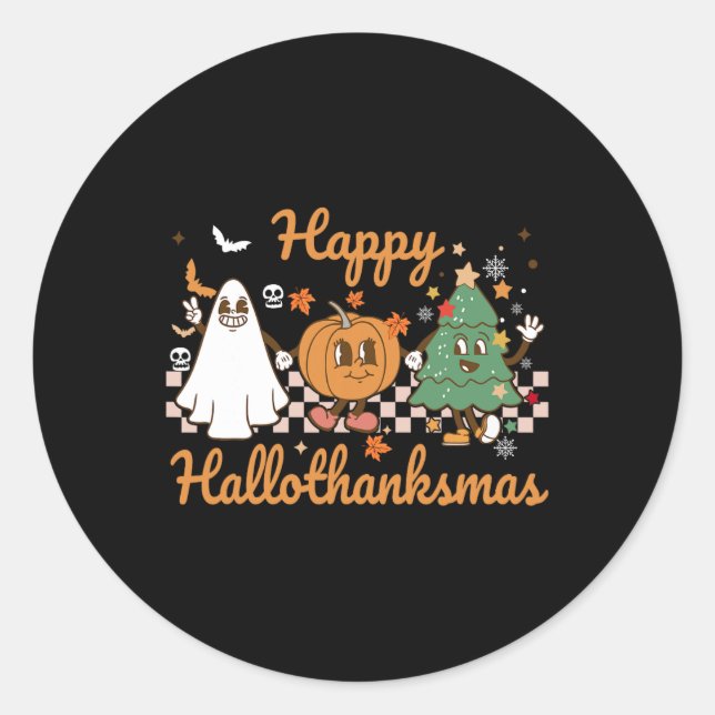 Sticker Rond Joyeux Hallothanksmas Halloween Thanksgiving Chris (Devant)