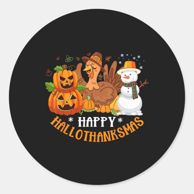 Sticker Rond Joyeux Hallothanksmas Halloween Thanksgiving Chris (Devant)