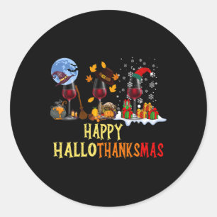 Sticker Rond Joyeux Hallothanksmas mignonne Bière Automne Hallo