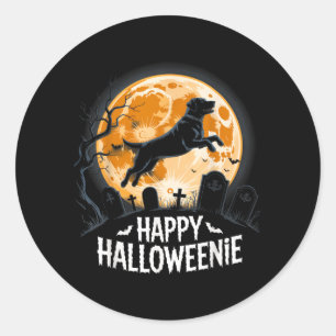 Sticker Rond Joyeux Halloween Amoureux de Chiens Drôle Épouvant