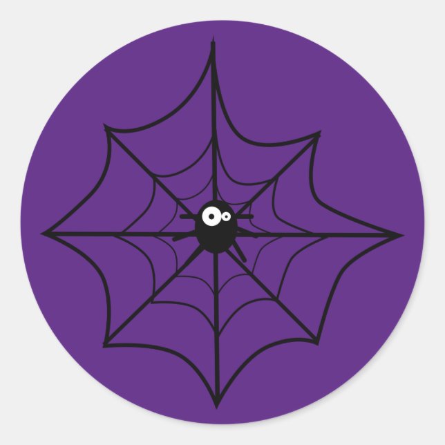 Sticker Rond Joyeux Halloween | Belle araignée et Web (Devant)