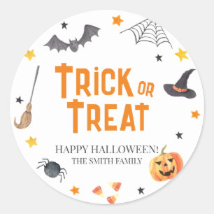 Sticker Rond Joyeux Halloween, BOO, Trick ou Treat