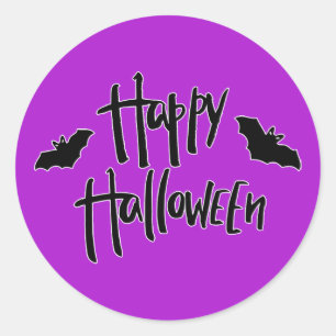 Sticker Rond Joyeux Halloween Chauves-souris noires Fête modern