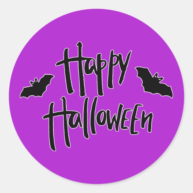 Sticker Rond Joyeux Halloween Chauves-souris noires Fête modern (Devant)