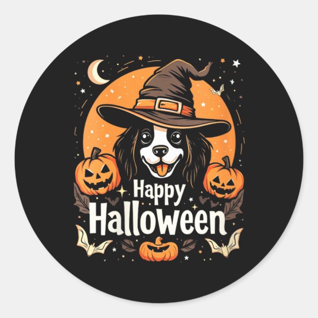 Sticker Rond Joyeux Halloween Chien pour Femmes (Devant)
