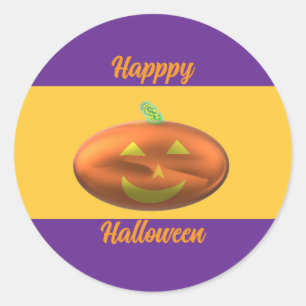 Sticker Rond Joyeux Halloween Citrouille