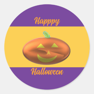 Sticker Rond Joyeux Halloween Citrouille