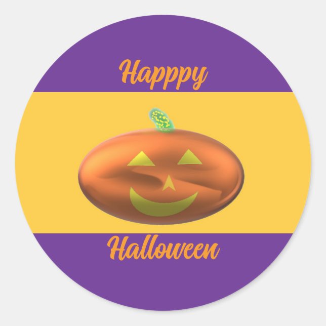 Sticker Rond Joyeux Halloween Citrouille  (Devant)