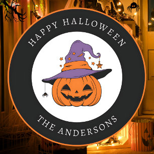 Sticker Rond Joyeux Halloween Citrouille Épouvantable Texte Per