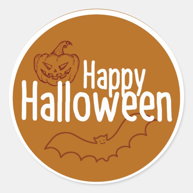 Sticker Rond Joyeux Halloween Citrouille Trick ou traitement (Devant)