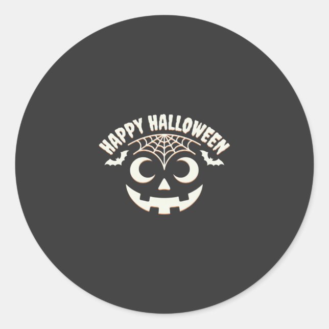Sticker Rond Joyeux Halloween Citrouille Visage Design_1 (Devant)