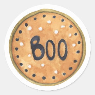 Sticker Rond Joyeux Halloween   Cookie de réservation aquarelle