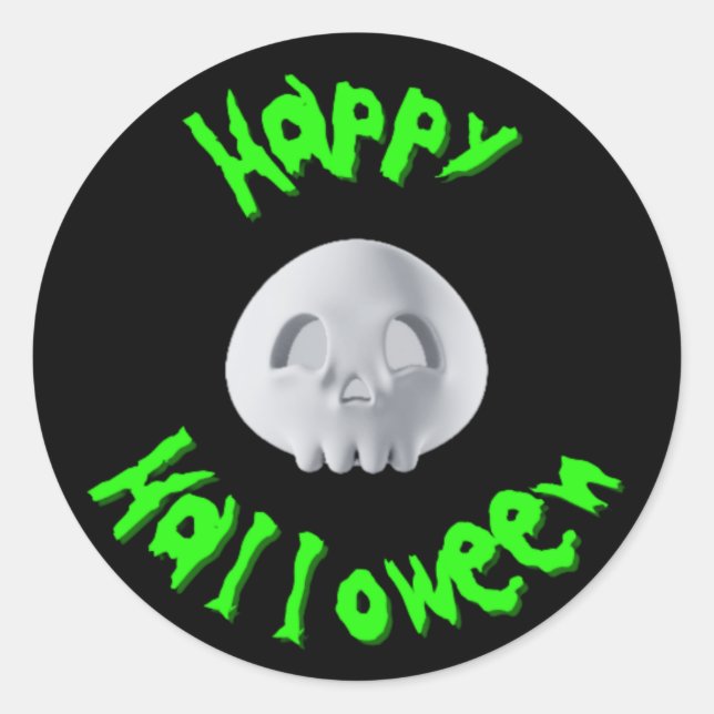 Sticker Rond Joyeux Halloween Crâne 3D (Devant)