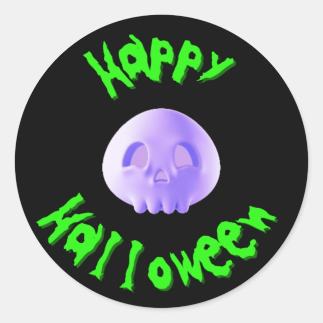 Sticker Rond Joyeux Halloween Crâne 3D (Devant)