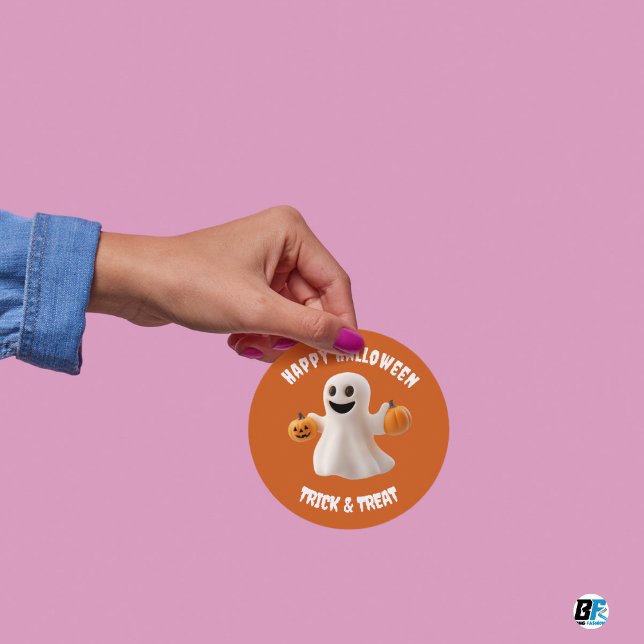 Sticker Rond Joyeux Halloween - des bonbons ou un sort (Créateur téléchargé)