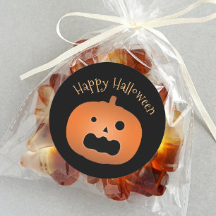Sticker Rond Joyeux Halloween Haunted Jack-o'-lantern Citrouill