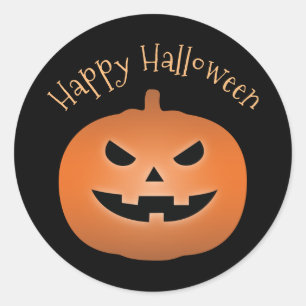 Sticker Rond Joyeux Halloween Haunted Jack-o'-lantern Citrouill