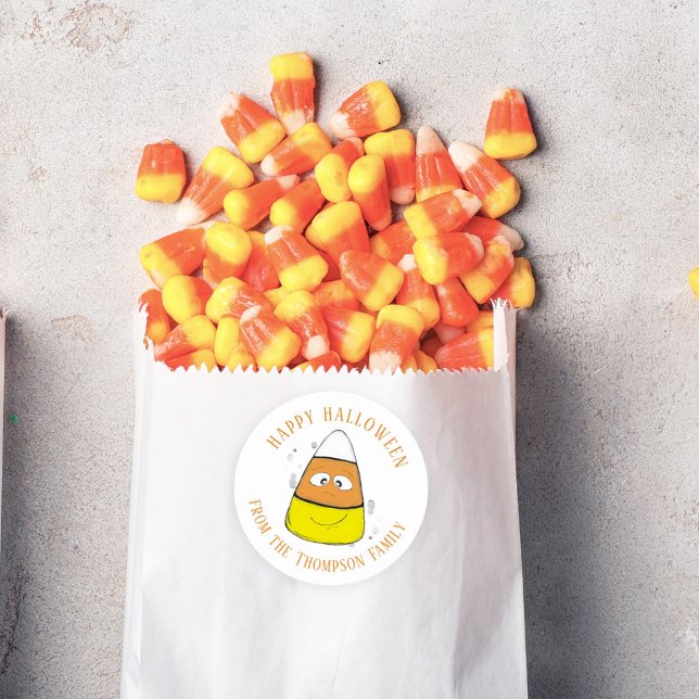 Sticker Rond Joyeux Halloween Maïs Bonbon Mignon Fantaisiste  (Créateur téléchargé)