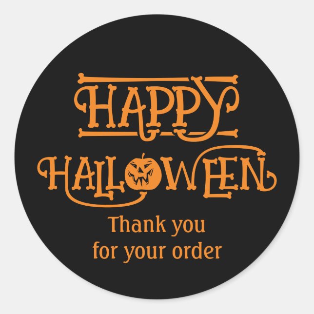 Sticker Rond Joyeux Halloween noir orange (Devant)