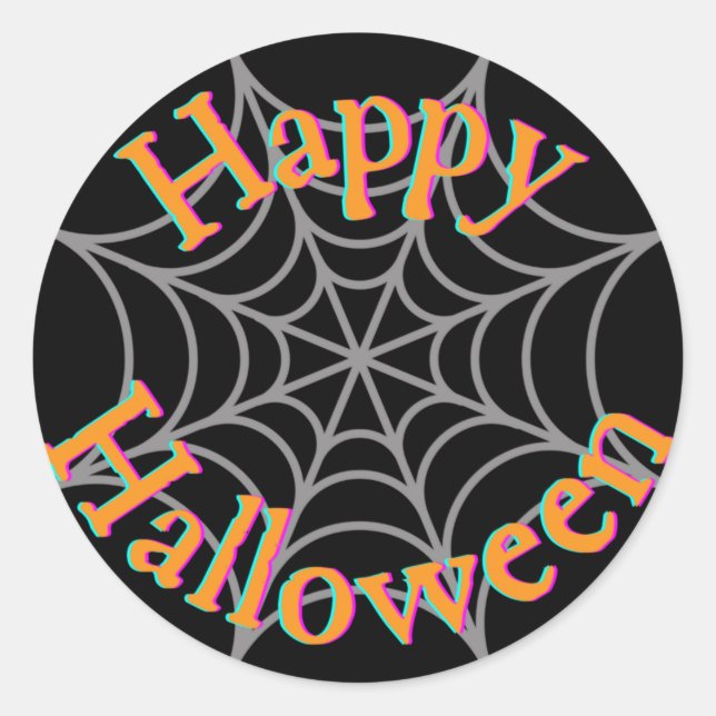 Sticker Rond Joyeux Halloween Toile d'araignée  (Devant)
