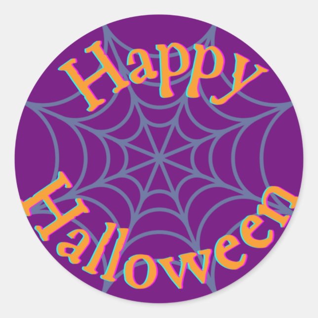 Sticker Rond Joyeux Halloween Toile d'Araignée (Devant)