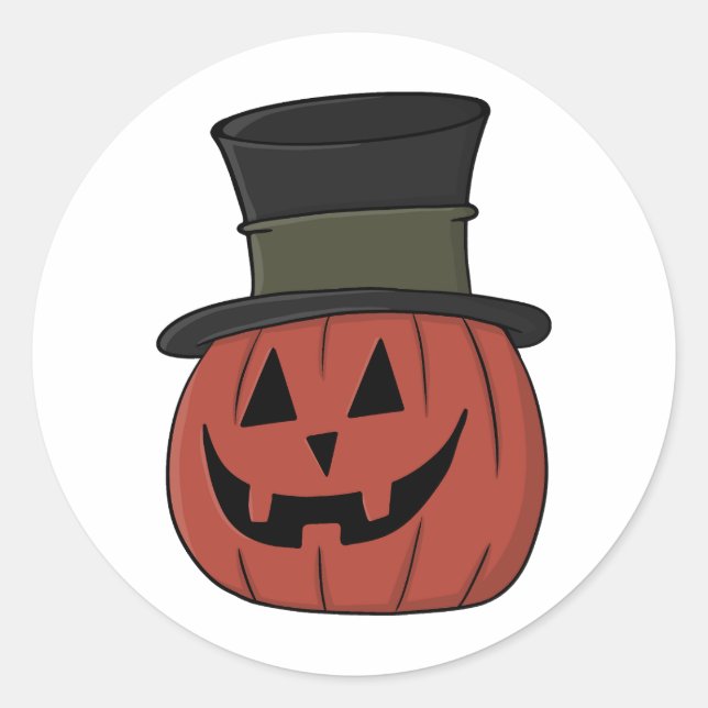 Sticker Rond Joyeux Halloween Trick ou Citrouille de traitement (Devant)