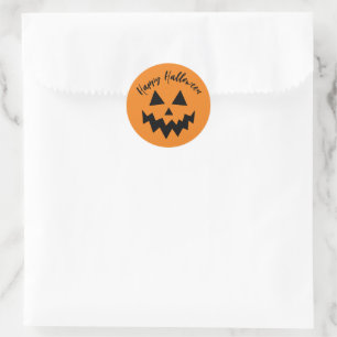 Sticker Rond Joyeux Halloween Trick ou traiter visage Citrouill