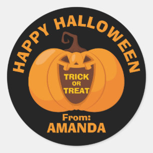 Sticker Rond Joyeux Halloween Trick ou Treat Éffrayant Citrouil