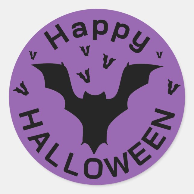 Sticker Rond joyeux halloween violet (Devant)