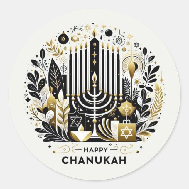 Sticker Rond Joyeux Hanouka (Devant)