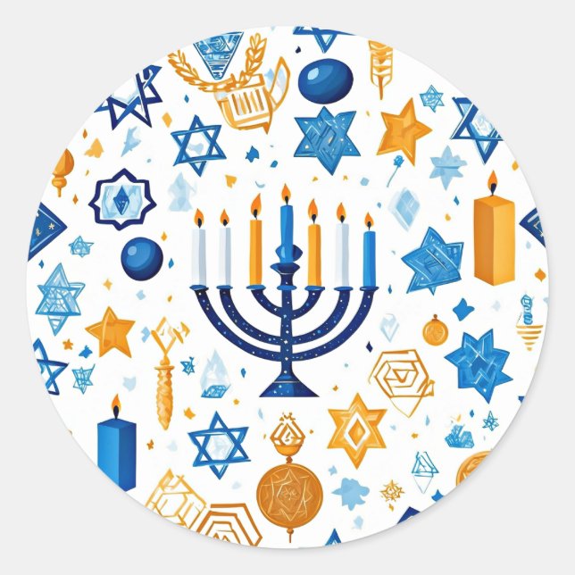 Sticker Rond Joyeux Hanoukka (Devant)