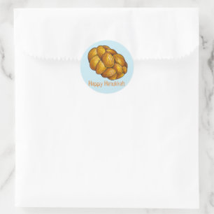 Sticker Rond Joyeux Hanoukka Chanukah Challah Pread Holiday