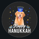 Sticker Rond Joyeux Hanoukka Golden Retriever Menorah Casquette<br><div class="desc">Joyeux Hanoukka Golden Retriever Menorah Casquette</div>