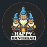 Sticker Rond Joyeux Hanoukka juif Chanukah juif hébreu juif<br><div class="desc">Joyeux Hanoukka juif Chanukah juif hébreu juif</div>