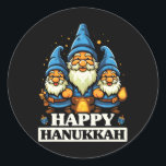 Sticker Rond Joyeux Hanoukka juif Chanukah juif hébreu juif<br><div class="desc">Joyeux Hanoukka juif Chanukah juif hébreu juif</div>
