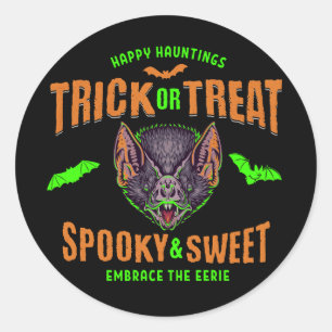 Sticker Rond Joyeux Hauntings   Tricoter ou traiter les chauves