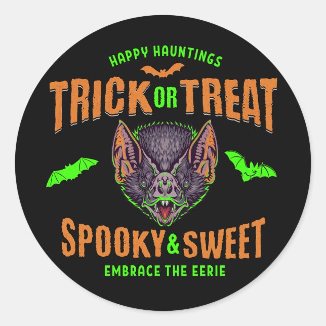 Sticker Rond Joyeux Hauntings | Tricoter ou traiter les chauves (Devant)