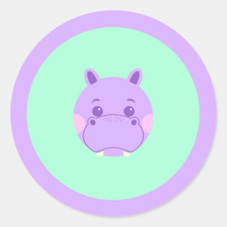 Sticker Rond Joyeux Hippo