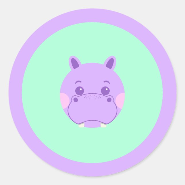 Sticker Rond Joyeux Hippo (Devant)