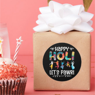 Sticker Rond Joyeux Holi Faisons de Pawri Hindu Holi Festival C